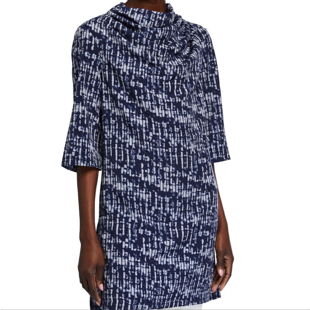 Elbow-Sleeve Cowl-Neck Tunic
